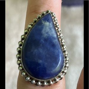925 DENIM BLUE LAPIS STERLING SILVER RING